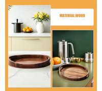 Hoement Plateau de Service en Bois Naturel Poignées Ergonomiques Plateau Ovale Épais 362 X 288 X 49 CM Résistant à la Chaleur pour Servir Thé Petit-Déjeuner et en-Cas à Domicile