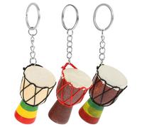Hoement Porte-Clés Tambour Africain en Bois Mini 5X2,9X2,9 CM Collier Ensemble 2 Clés Décoratives Accessoires Africains pour Présent de Voyage Style Aléatoire