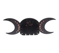 Hoement Présentoir Mural en Cristal Style Bohème, Lune en Bois Foncé | Étagère Murale Décorative, Stable et Délicate, pour Bureau ou Fêtes, Finition Noire