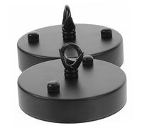 Hoement Rosace pour Lustre 10 Cm Noire en Alliage de Fer et Aluminium, Plaque de Recouvrement Robuste, Kit à Suspendre Lumineuse Intérieur, 2 Pièces pour Plafonniers et Appliques Murales