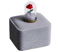 Hoement Rose Éternelle sous Cloche en Verre avec Boîte en Velours Décoration de Maison et Bureau Présent Saint-Valentin et Fête des Mères Fleur Préservée Ornement Créatif Taille