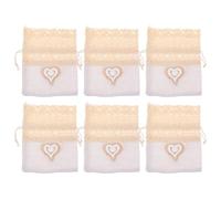 Hoement Sachet de 6 Pièces en Dentelle Ajourée Blanche Petit Sachet D'emballage de Bonbons pour Mariage pour Dragées Emballage Présent Élégant et Léger