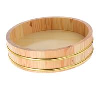 Hoement Seau à Riz Sushi Bois avec Bord Doré Hangiri Traditionnel Multifonction pour Cuisine Mélange Riz et Rangement Ustensile Bois Cuisine Japonais