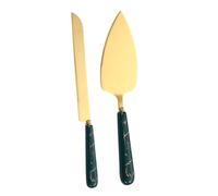 Hoement Set Outils Pâtisserie Inox avec Manche Céramique Couteau Dentelé et Pelle pour Couper et Servir Gâteau Pizza Fromage Adapté Mariage et Usage Quotidien