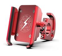 Hoement Support de Téléphone pour Guidon Vélo, Rotation 360°, 20-28 MM | Alliage D’aluminium, Stabilité Élevée, Design Antidérapant, pour Moto et Bicyclette, Rouge