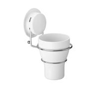 Hoement Support Mural à Ventouse pour Salle de Bain Porte-Brosse à Dents pour Hommes Porte-gobelet Plastique sans Perçage Rack pour Dentifrice et Rasoir Organisateur Mural