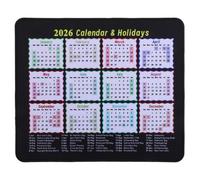 Hoement Tapis de Souris Calendrier Vertical 2026 en Caoutchouc, 11 Pouces | Portable et Résistant à L’usure, Planification des Jours Fériés, Stabilité Renforcée pour Voyage et Jeu