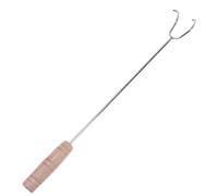 Hoement Tourne-viande À Double En Acier Inoxydable Pour Barbecue Avec Manche En Bois Pour Rôtir Les Aliments Brochettes Fourchettes Pour Barbecue En Plein Air