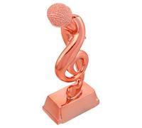 Hoement Trophée de Micro en Résine Dorée pour Karaoké Design Unique, Ornement de Table Élégant pour Fêtes Musicales et Concours de Discours