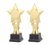 Hoement Trophée de Récompense Or Léger et Facile à Transporter 2 Pièces en Plastique pour Garçon et Filles pour Compétition et Cérémonie Scolaire Réutilisable