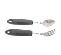 Hoement Ustensiles Lestés pour Personnes Âgées Fourchette et Cuillère Adaptatives Acier Inoxydable avec Poignée Souple Antitremblement et Fonction Pliable Ensemble pour Autonomie et