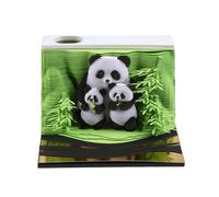 Hoepavy Calendrier 2025, calendrier 3D, bloc-notes, calendrier de bureau, calendrier panoramique panda 3D, calendrier déchiré à la main gravé au laser pour prendre des notes, ornements décoratifs,