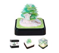 Hoepavy Calendrier 2025, calendrier de bureau, blocs artistiques, calendrier panoramique 3D en forme de cabane dans les arbres, calendrier déchiré à la main gravé au laser pour notes, ornements