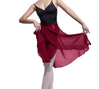 Hoerev Adultes Pure Wrap Jupe, Jupe Ballet Ballet Danse Dancewear,Rouge foncé,7-9 Years