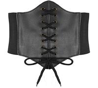 Hoerev Dames Filles Élastique Large bande Élastique Attaché Guêpe Corset Taille Ceinture Bustiers Corsets，Noir avec bouton en cuivre，M