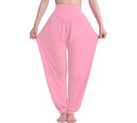 Hoerev super doux spandex modal pantalon harem yoga / pilates, Rose Clair, S
