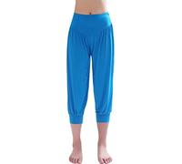 HOEREV Super Soft Modal Spandex Harem Yoga Pilates Pantalons Capri des femmes, Bleu, 3XL
