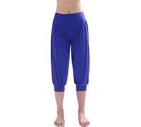 HOEREV Super Soft Modal Spandex Harem Yoga Pilates Pantalons Capri des femmes, Bleu Royal, S