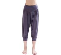 HOEREV Super Soft Modal Spandex Harem Yoga Pilates Pantalons Capri des femmes, Gris Foncé, XXL