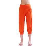 HOEREV Super Soft Modal Spandex Harem Yoga Pilates Pantalons Capri des femmes, Orange, XXL
