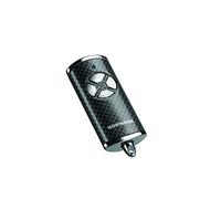 Hörmann 4511585 Émetteur manuel HSE 4 BS (fréquence 868 MHz, carbone brillant, motorisation de porte de garage avec capuchons chromés, piles, dimensions 28 x 70 x 14 mm, anneau inclus)