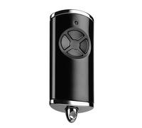 Hörmann Émetteur manuel HSE 4 BS (fréquence 868 MHz, noir brillant, motorisation de porte de garage avec capuchons chromés, piles, dimensions 28 x 70 x 14 mm, incl. anneau porte-clés) Télécommande
