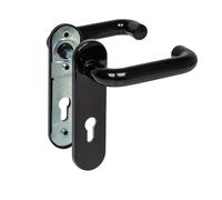 Hörmann FS 498165 Garniture de poignée D-110 avec plaque courte PZ, palier coulissant en polyamide noir (garniture de poignée de protection incendie pour porte coupe-feu/porte polyvalente