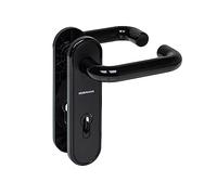 Hörmann Poignée de porte D-110 (plaque courte pour barbe et cylindre profilé, noir en plastique, poignée de porte) 534820