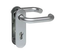 Hörmann Poignée de porte FS D-110 avec plaque courte PZ, palier lisse en aluminium F1 (poignée de protection contre le feu pour porte coupe-feu/porte multifonction H8-5/Quadro/MZ/OD) 535397