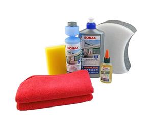 Hörmann SONAX Ensemble de nettoyage et d'entretien 7 pièces (500 ml de polish 2 en 1, pour portes, portails et chambranles, huile, chiffons en microfibres, nettoyant, 2 éponges) 4020356