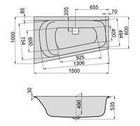 Hoesch THASOS Baignoire d’angle, 3745.010,