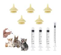 hoeslaw Lot de 9 tétons d'allaitement pour chaton et chiot, tétons en silicone avec seringues de 1 cc, 3 cc, 10 cc, ensemble de tétines réutilisables pour nouveau-nés, chats, chiens, lapins,