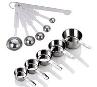 HOEXIUO Ensemble de tasses à mesurer et cuillères doseuses en acier inoxydable idéal pour la pâtisserie les ingrédients secs liquides