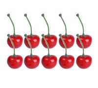 HOFALUYUSUN Lot de 50 fruits artificiels de 2,5 x 2 cm, modèle de cerise artificielle, ornement de cerise, accessoire de photographie, décoration de fête, décoration d'intérieur, rouge