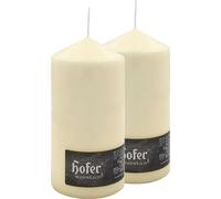 HOFER Blockkerzen 2er Set - Bougies de couleur crème Ø 10 x 20 cm - 110h de combustion - Sans gouttes, Sans parfum - Fabriqué en Autriche