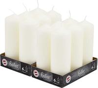 HOFER Blockkerzen Set de 12 bougies - Crème Ø 6 x 16,5 cm - 54h de combustion - Sans gouttes, Sans parfum - Fabriqué en Autriche