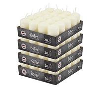 Hofer Bougie Ivoire Cylindrique - Lot de 80 Petite Bougies Sans Odeur - 4 x 7 cm - 11 Heures Longue Durée de Bougies pour la Décoration - Cire Sans Gouttes - Non Toxique - Mèche Sans Fumée