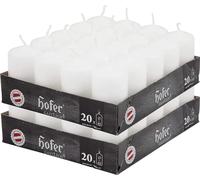 Hofer Bougie Blanche Pilier - Lot de 40 Petite Bougies sans Parfum - 4 x 7 cm - 11 Heures Longue Durée de Bougie pour Déco - Cire Qui ne Coule Pas - Non Toxique - Mèche sans Fumée