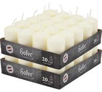 Hofer Bougies Ivoire Pilier - Lot de 40 Petite Bougies Sans Parfum - 4 x 7 cm - 11 Heures Longue Durée de Bougie pour Déco - Cire Qui ne Coule Pas - Non Toxique - Mèche Sans Fumée