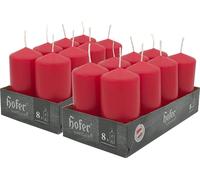 HOFER Bougies de décoration rouges Ø 4,5 x 9 cm - 15h de combustion, sans gouttes, non parfumées