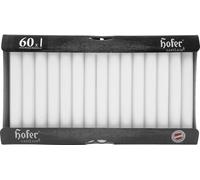 hOFER Bougies de table, lot de 60 - durée de combustion 5h - blanc - 21,5 x 180 mm - sans gouttes, cire