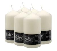 HOFER Bougies en bloc 6 pièces Beige 8x15 cm - 60h de combustion, Bougies sans parfum - sans gouttes, Bougies en cire