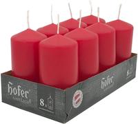 HOFER Bougies en colonne 8 pièces Ø 4,5 x 9 cm - Bougies décoratives rouges cylindriques - 15h de combustion - Sans gouttes, sans parfum