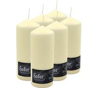hOFER Bougies ivoire, lot de 6 - 8 x 20 cm - Sans parfum - 80h de combustion - Sans gouttes