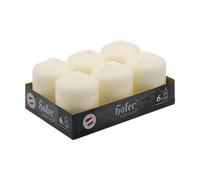 Hofer - Bougies Pilier - Ivoire - Ensemble de 6 Bougies sans Parfum - 60x80 mm - 25 Heures de Combustion - Cire Sans Gouttes et Sans Fumée - Fabriqué en Autriche