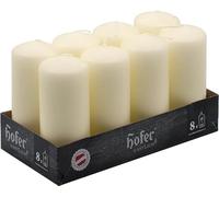 Hofer - Bougies Pilier - Ivoire - Lot de 8-45x110 mm - 20 heures de combustion - Cire non parfumée - sans gouttes - Fabriqué en Autriche