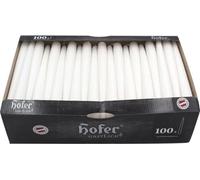 HOFER Bougies pointues blanches 2,3 x 25 cm - Set de 100 bougies tige - 7h de combustion - Sans gouttes, sans parfum - Bougies de table pour chandelier
