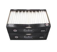 Hofer Bougies pour chandelabres - 23 x 250 mm - Blanc - Lot de 200 bougies coniques longues - Longue durée de vie de 7 heures - Non parfumées - Qualité RAL