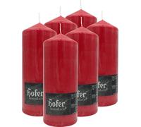 hOFER Bougies rouge coquelicot (lot de 6) - 8 x 20 cm - 80h de combustion - Sans gouttes ni parfum