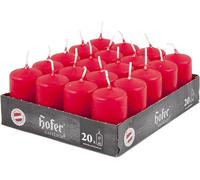 hOFER Bougies rouges 20 pièces - 4x7cm - Sans gouttes, sans suie, sans parfum - Durée de combustion 11h - Idéal pour mariage, table & Avent